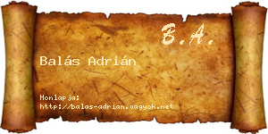 Balás Adrián névjegykártya